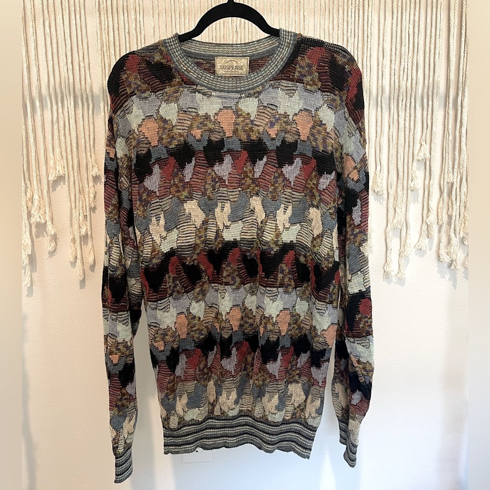Vintage Suspense Handmade Italian Alpaca Wool Blend Sweater Size XL (50) UNISEX